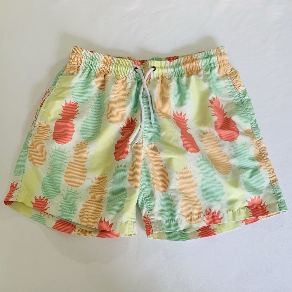 Trunks Surf&Swim‎ Co Shorts Boys Large Yellow Orange Pineapple Beach Vacation